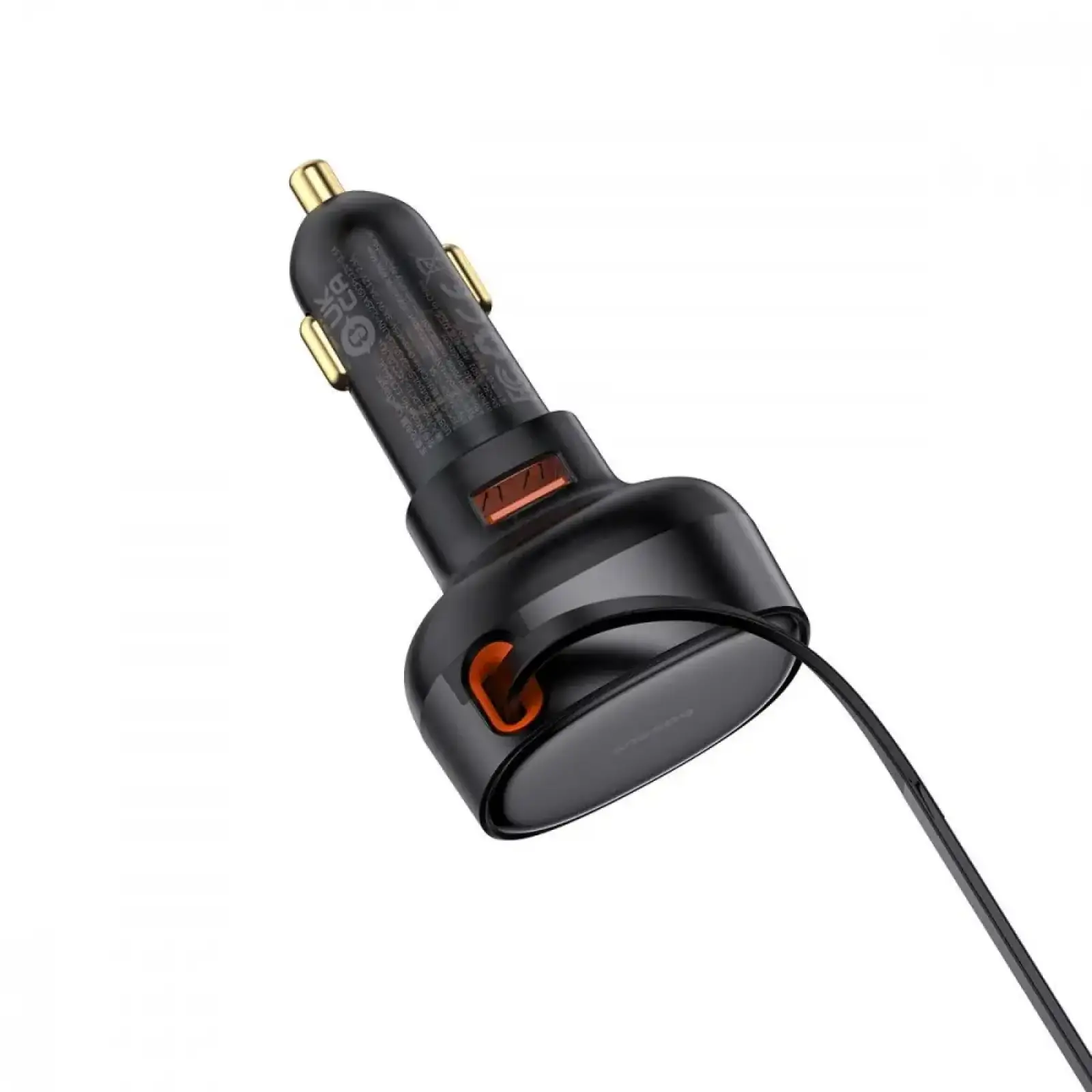 АЗП Baseus Enjoyment Pro 60W (USB) + Retractable Type-C Cable Black