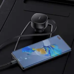 АЗП Baseus Enjoyment Pro 60W (USB) + Retractable Type-C Cable Black