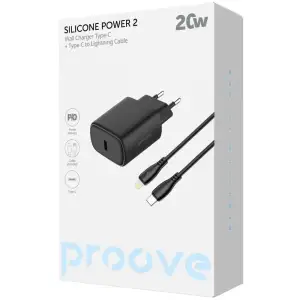 МЗП Proove Silicone Power 2 20W (Type-C) + Cable Type-C to Lightning (1m) White