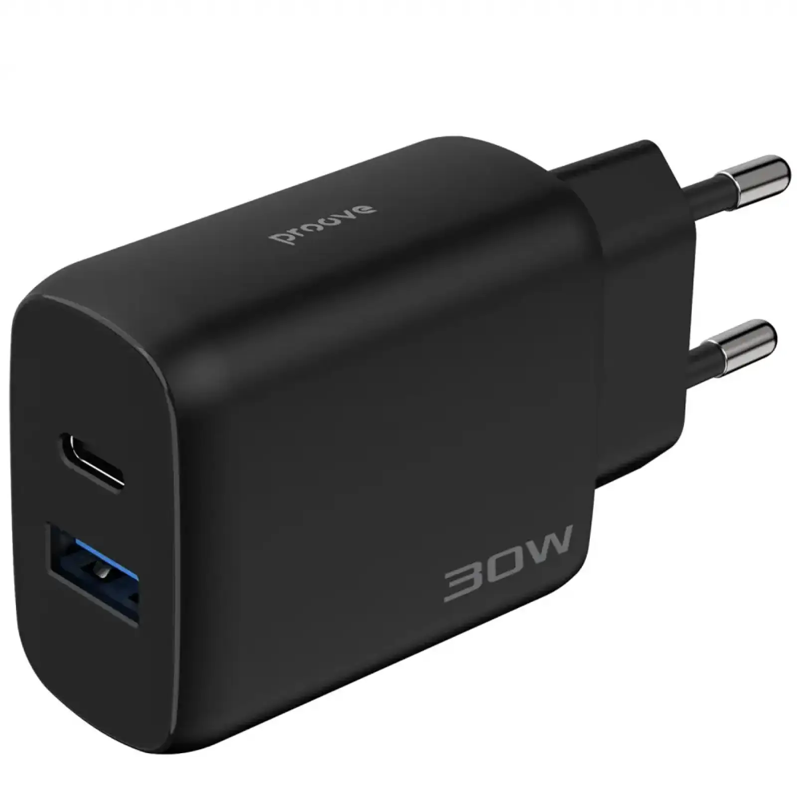 МЗП Proove Silicone Power 2 30W (Type-C + USB) + Cable Type-C to Type-C (1m) Black