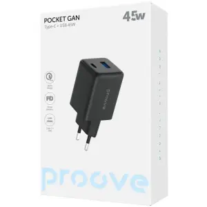 СЗУ Proove Pocket GaN 45W (Type-C + USB) Black