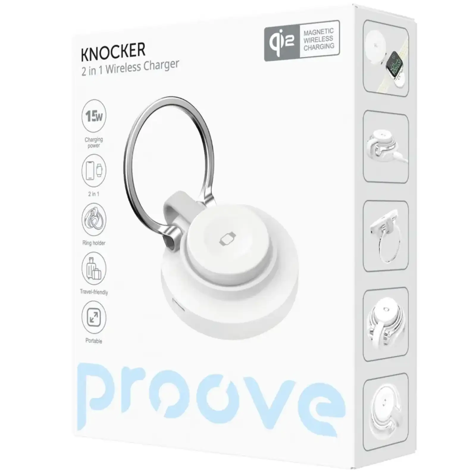 Бездротовий ЗУ Proove Knocker 2 in 1 Qi2 White