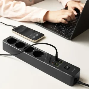 Сетевой фильтр Proove Power Strip P-04 (4 розетки + 4 USB + 2 Type-C) 3М Black (PSP442430001)