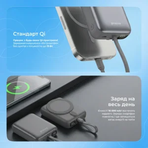 Зовнішній акумулятор Proove Neutron 22.5W 10000mAh Gray (PBNE22022203)
