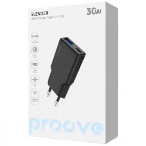 CЗУ Proove Slender 30W (Type-C+USB) Black