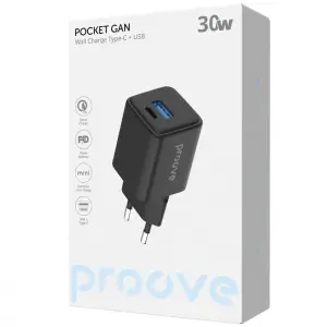 МЗП Proove Pocket GaN 30W (Type-C + USB) Black