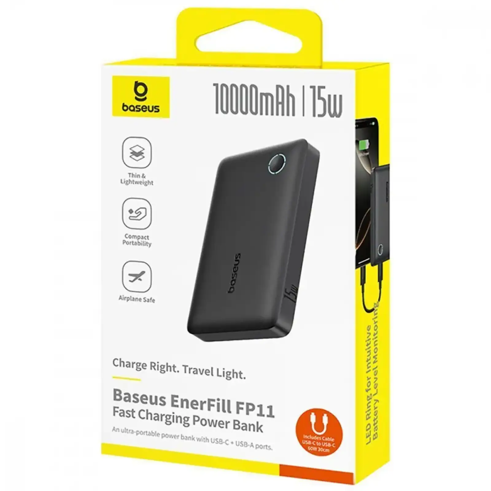 Зовнішній акумулятор Baseus EnerFill 15W 10000mAh White