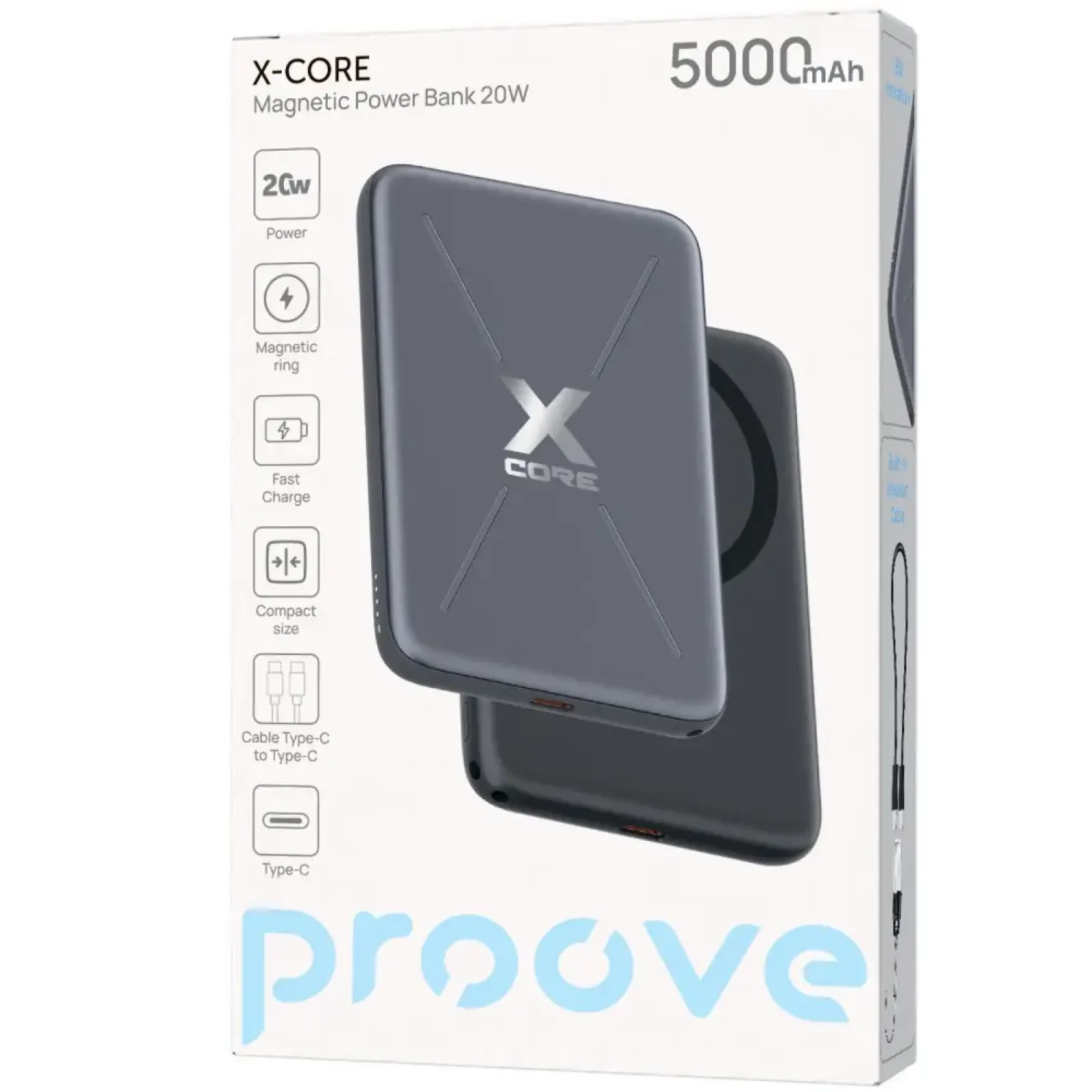 Зовнішній акумулятор Proove X-Core 20W 5000mAh Gray (PNXC20010003)