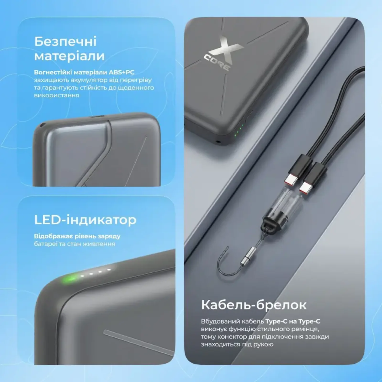 Зовнішній акумулятор Proove X-Core 22.5W 10000mAh Purple (PNXC22010009)