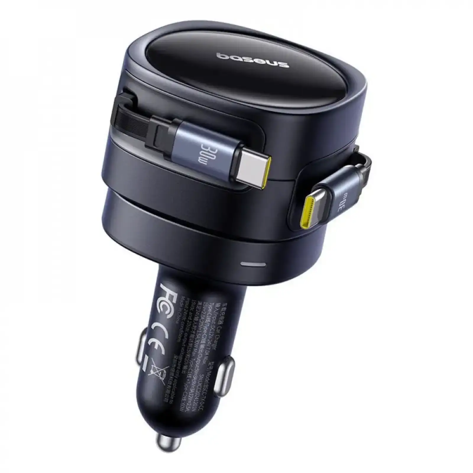 АЗП Baseus Enjoyment Max 60W (Retractable 2xType-C Cables) Black