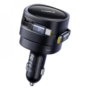 АЗП Baseus Enjoyment Max 60W (Retractable 2xType-C Cables) Black
