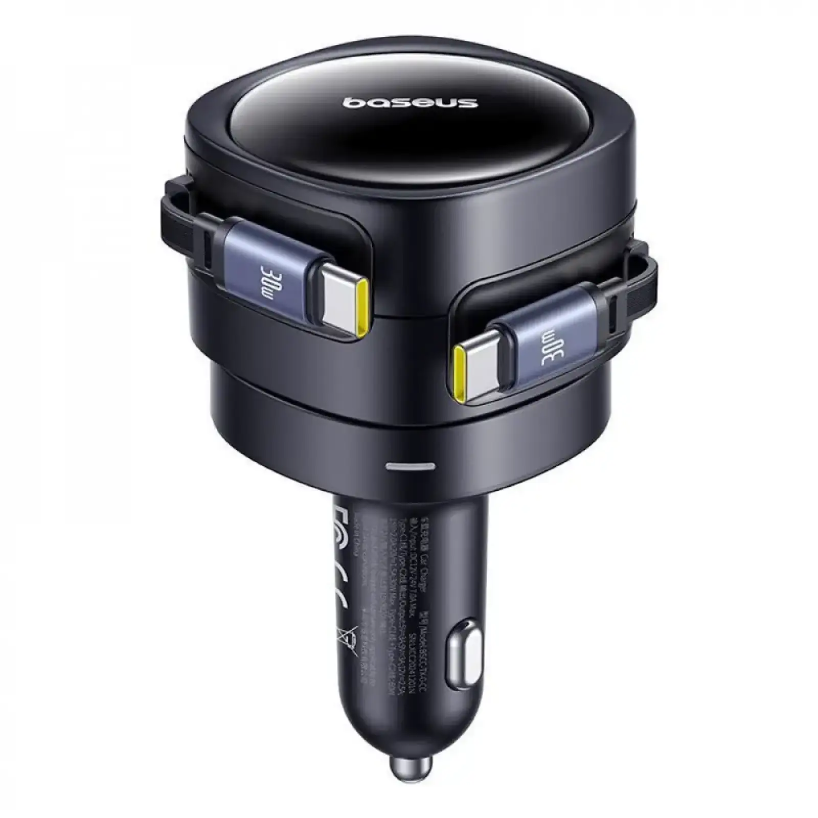 АЗП Baseus Enjoyment Max 60W (Retractable 2xType-C Cables) Black