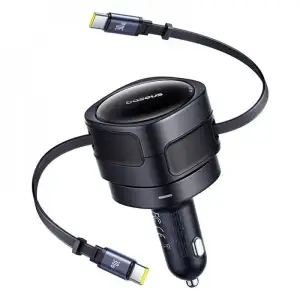 АЗП Baseus Enjoyment Max 60W (Retractable 2xType-C Cables) Black