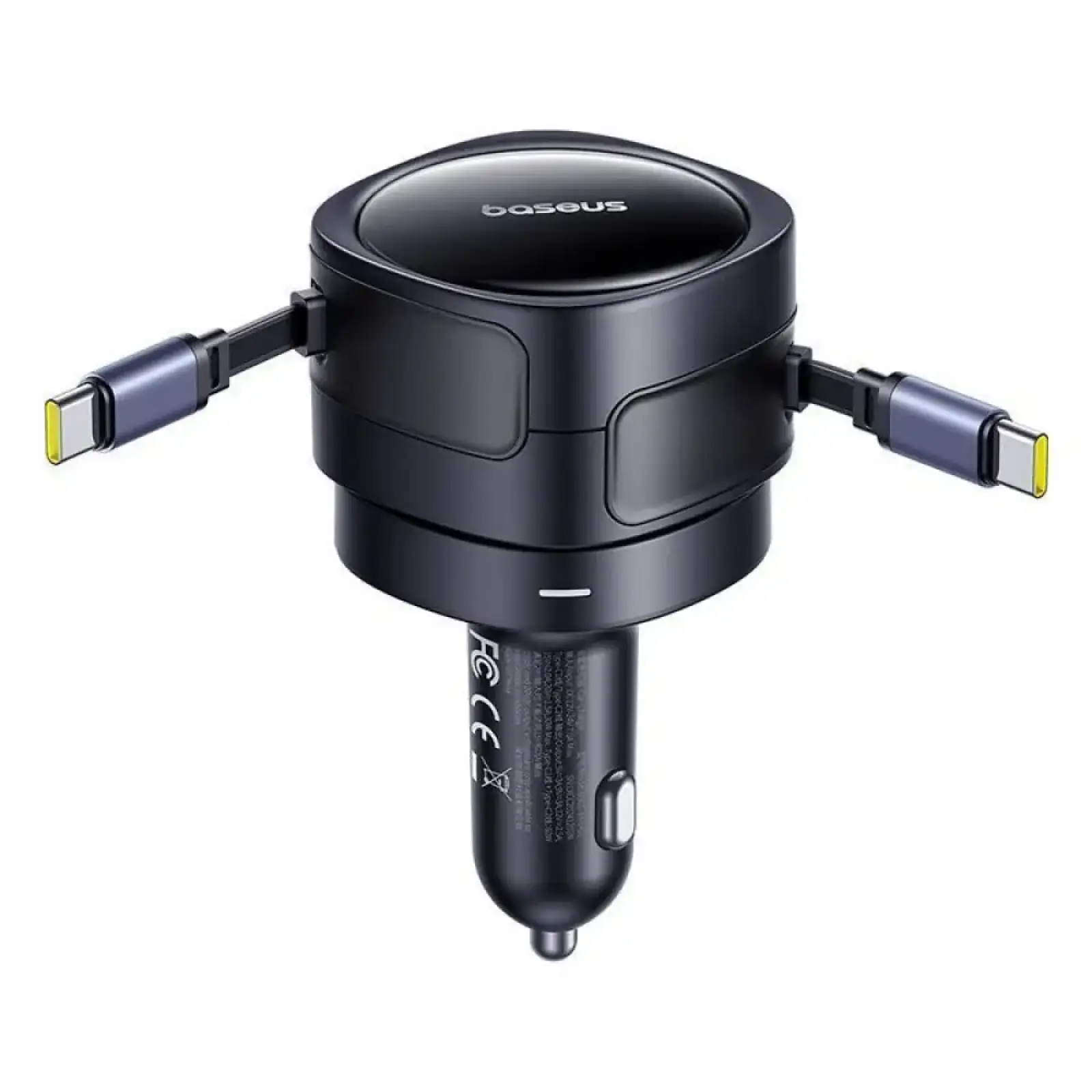 АЗП Baseus Enjoyment Max 60W (Retractable 2xType-C Cables) Black