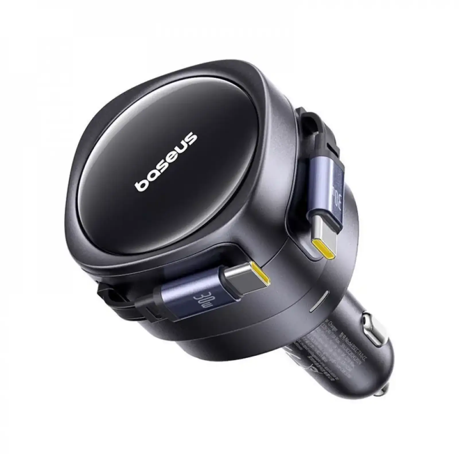 АЗП Baseus Enjoyment Max 60W (Retractable 2xType-C Cables) Black