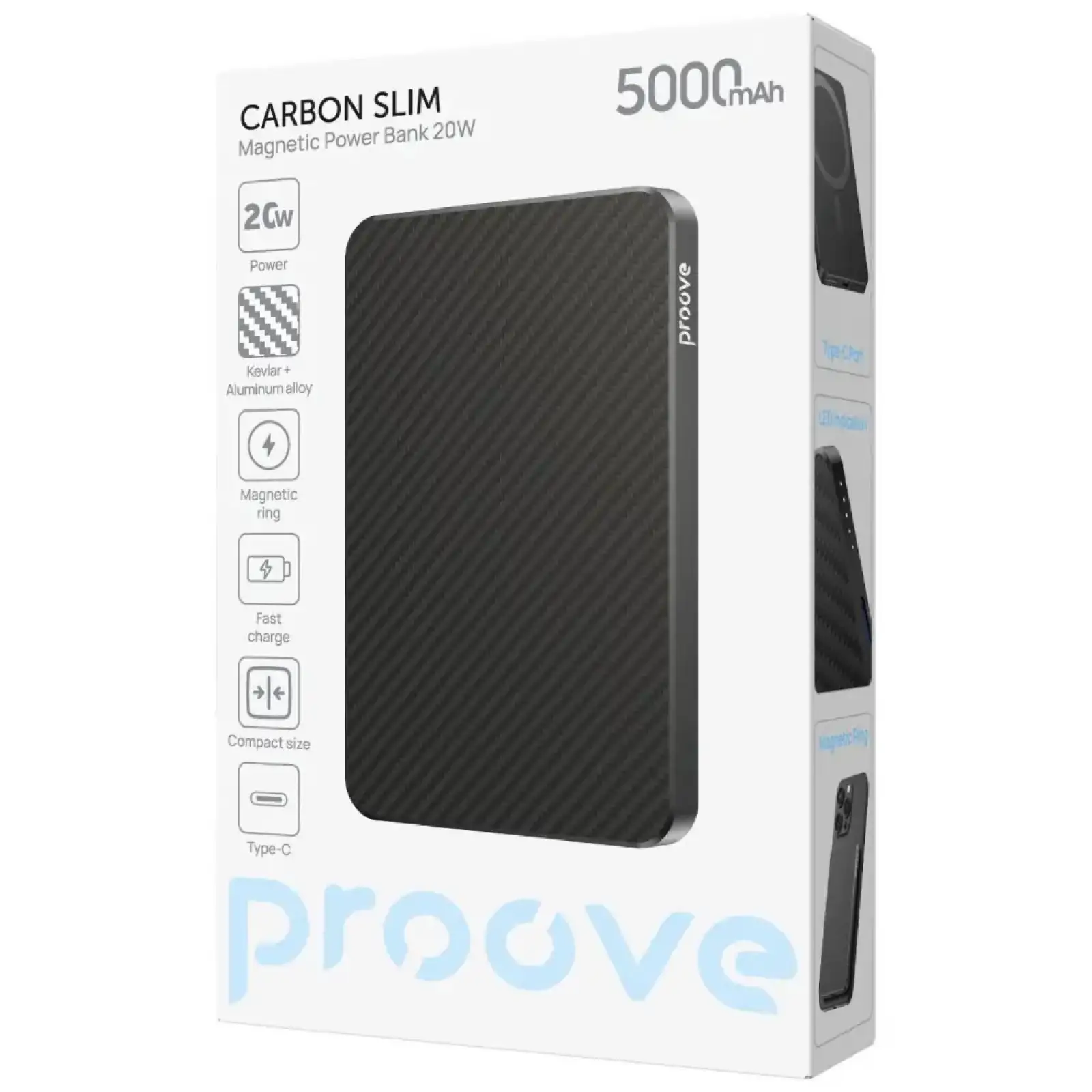 Зовнішня батарея Proove Carbon Slim 20W 5000mAh Black