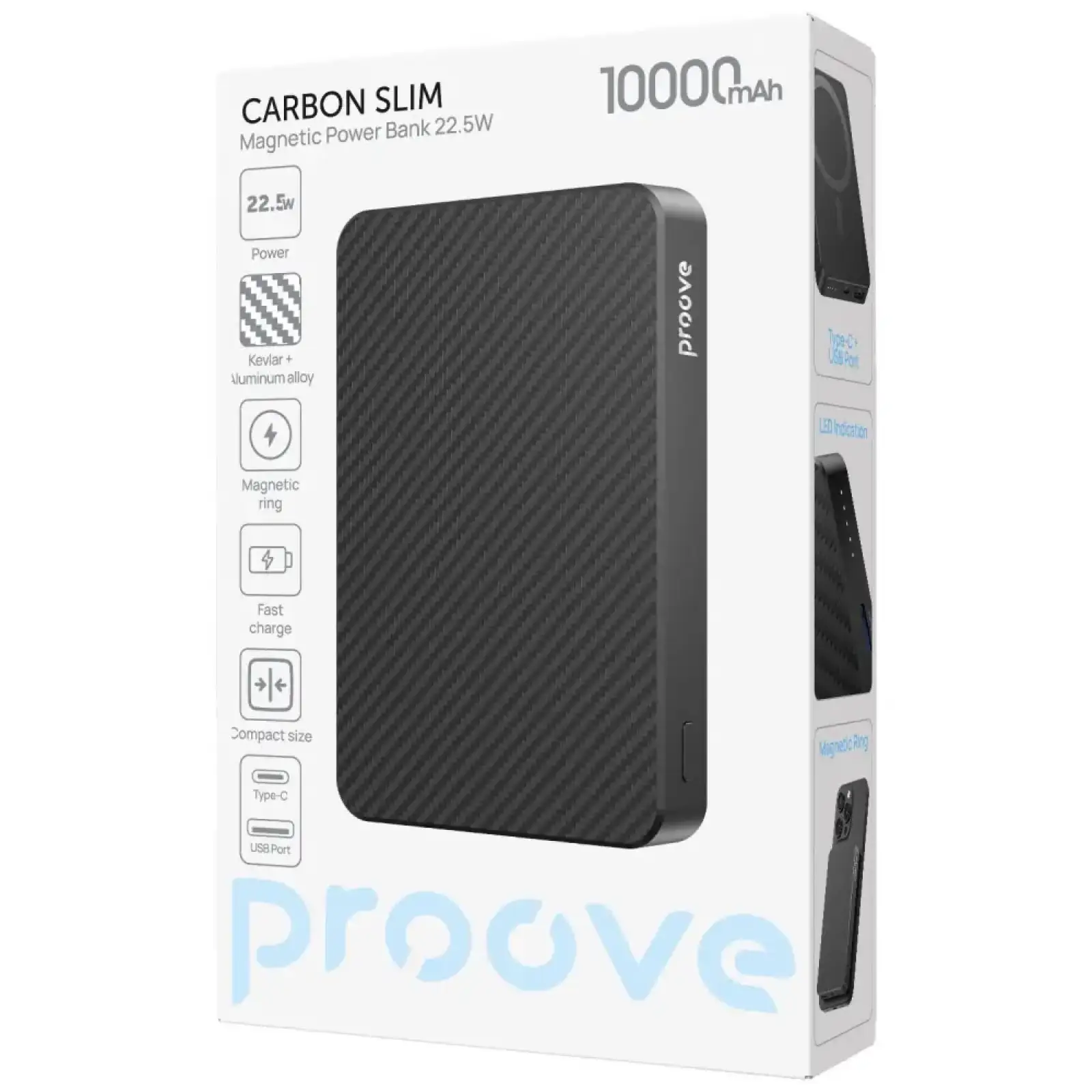 Зовнішня батарея Proove Carbon Slim 22.5W 10000mAh nightfall