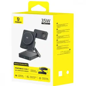 Беспроводное ЗУ Baseus PicoGo AF21 3-in-1 Qi2.2 35W (With cable Type-C to Type-C 1m + Power Adapter 45W) Black