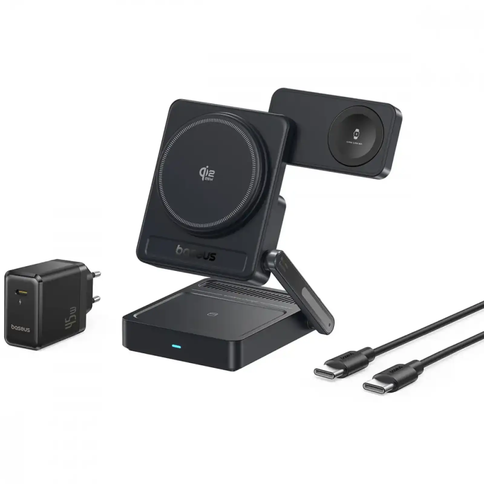 Беспроводное ЗУ Baseus PicoGo AF21 3-in-1 Qi2.2 35W (With cable Type-C to Type-C 1m + Power Adapter 45W) Black