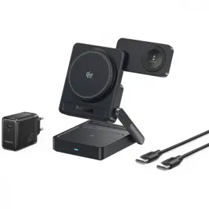 Беспроводное ЗУ Baseus PicoGo AF21 3-in-1 Qi2.2 35W (With cable Type-C to Type-C 1m + Power Adapter 45W) Black