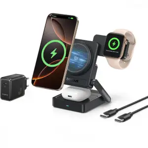Беспроводное ЗУ Baseus PicoGo AF21 3-in-1 Qi2.2 35W (With cable Type-C to Type-C 1m + Power Adapter 45W) Black