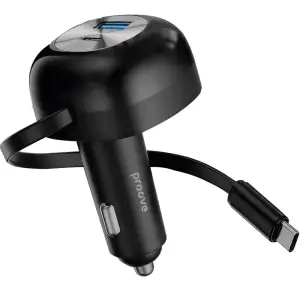 АЗП Proove Pulsar 65W (Type-C + USB) + Retractable Type-C Cable Black (CCPR65110001)
