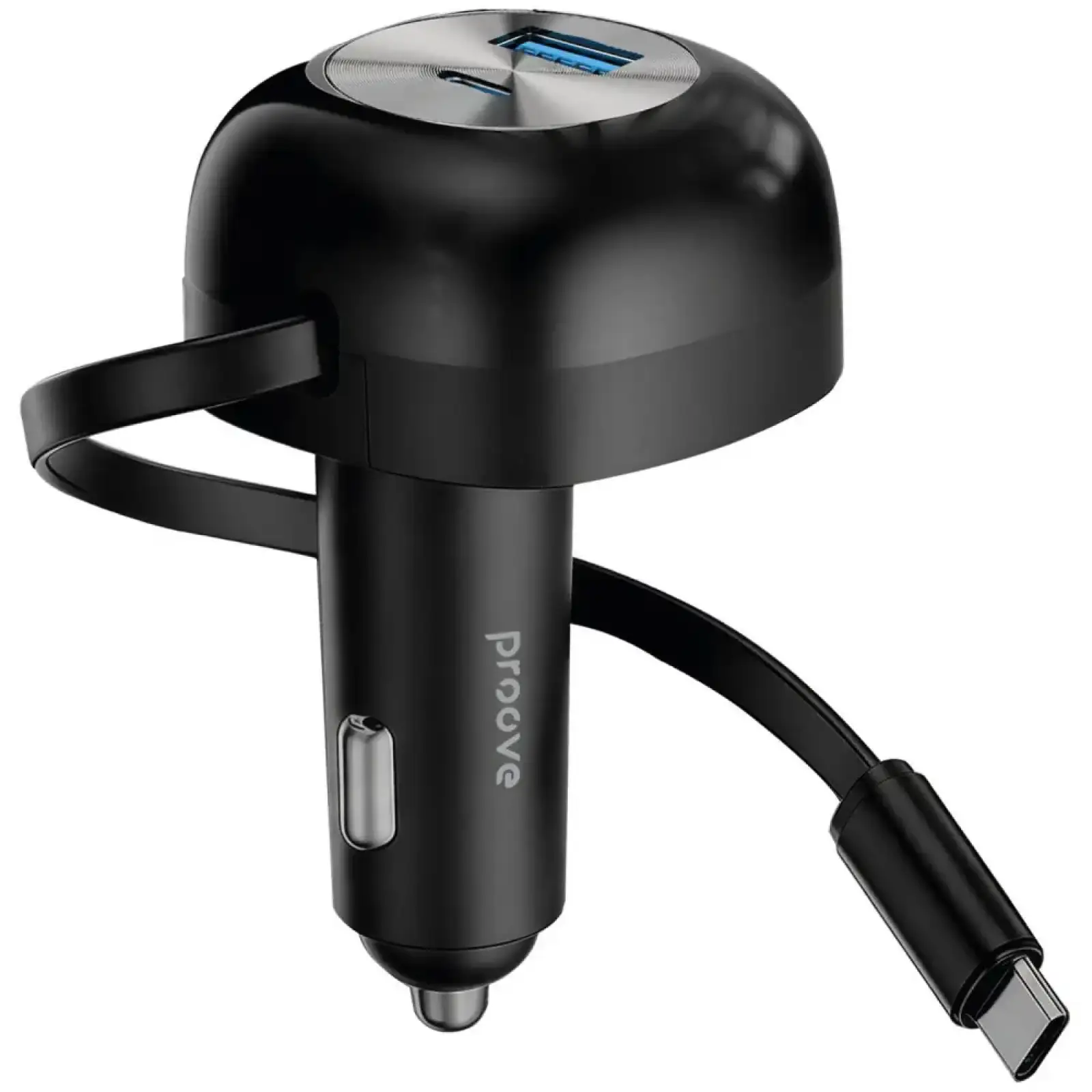 АЗП Proove Pulsar 65W (Type-C + USB) + Retractable Type-C Cable Black (CCPR65110001)