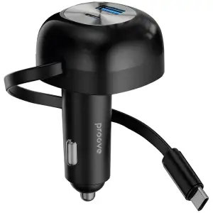 АЗП Proove Pulsar 65W (Type-C + USB) + Retractable Type-C Cable Black (CCPR65110001)