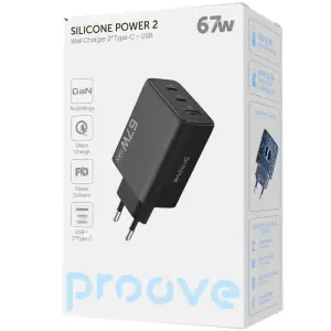 МЗП Proove Silicone Power 2 67W (2*Type-C+USB) Black