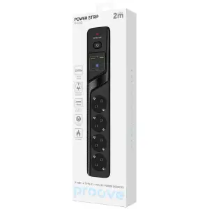 Сетевой фильтр Proove Power Strip P-04C (4 розетки + 2 USB + 4 Type-C) 2М Black
