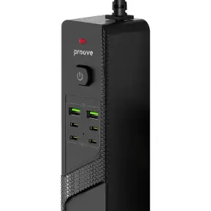 Сетевой фильтр Proove Power Strip P-04C (4 розетки + 2 USB + 4 Type-C) 2М Black