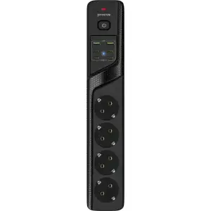 Сетевой фильтр Proove Power Strip P-04C (4 розетки + 2 USB + 4 Type-C) 2М Black