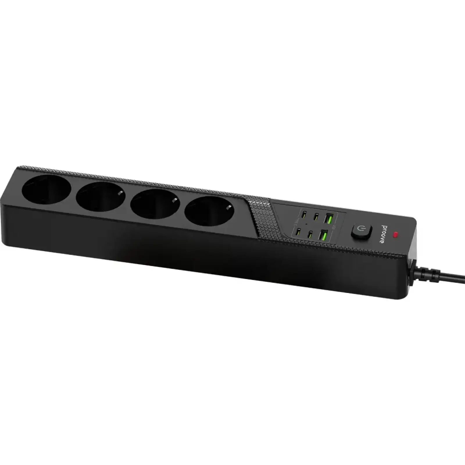 Сетевой фильтр Proove Power Strip P-04C (4 розетки + 2 USB + 4 Type-C) 2М Black
