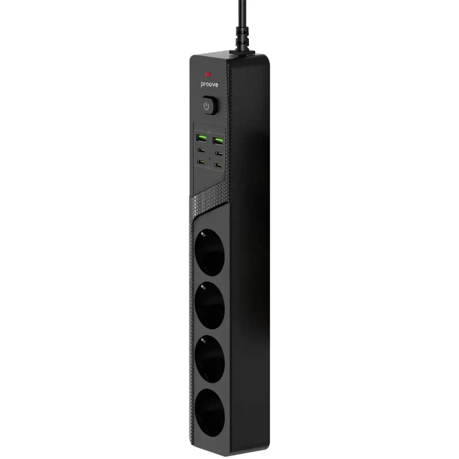 Сетевой фильтр Proove Power Strip P-04C (4 розетки + 2 USB + 4 Type-C) 3М Black