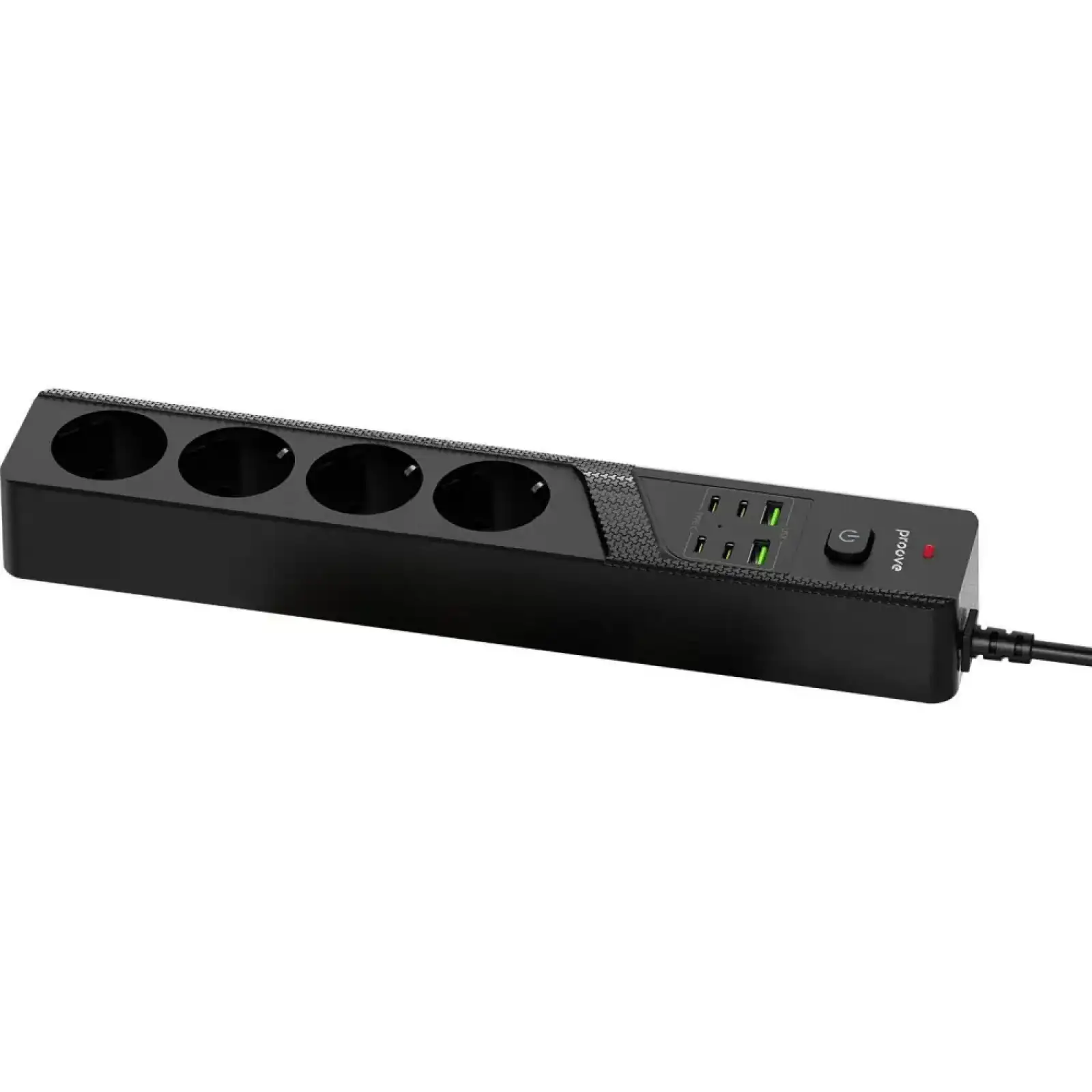 Сетевой фильтр Proove Power Strip P-04C (4 розетки + 2 USB + 4 Type-C) 3М Black