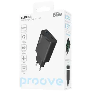 СЗУ Proove Slender 65W (Type-C + USB) Black