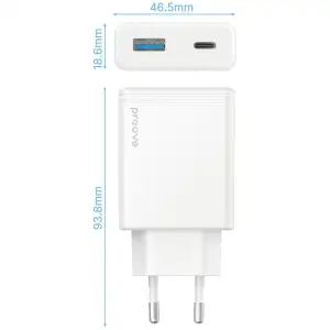 СЗУ Proove Slender 65W (Type-C + USB) White