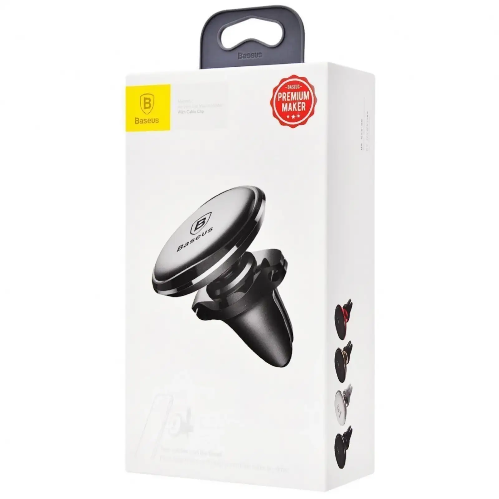 Автодержатель Baseus Magnetic Air Vent Car Mount With Cable Clip Black, SUGX020001