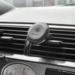 Автодержатель Baseus Magnetic Air Vent Car Mount With Cable Clip Black, SUGX020001