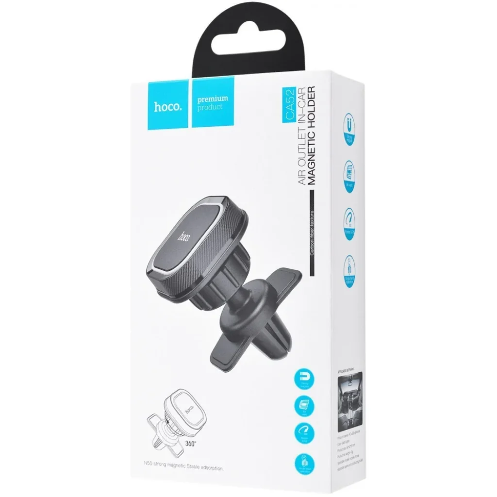 Автодержатель Hoco CA52 Intelligent Air Outlet Black/Gray, 23793