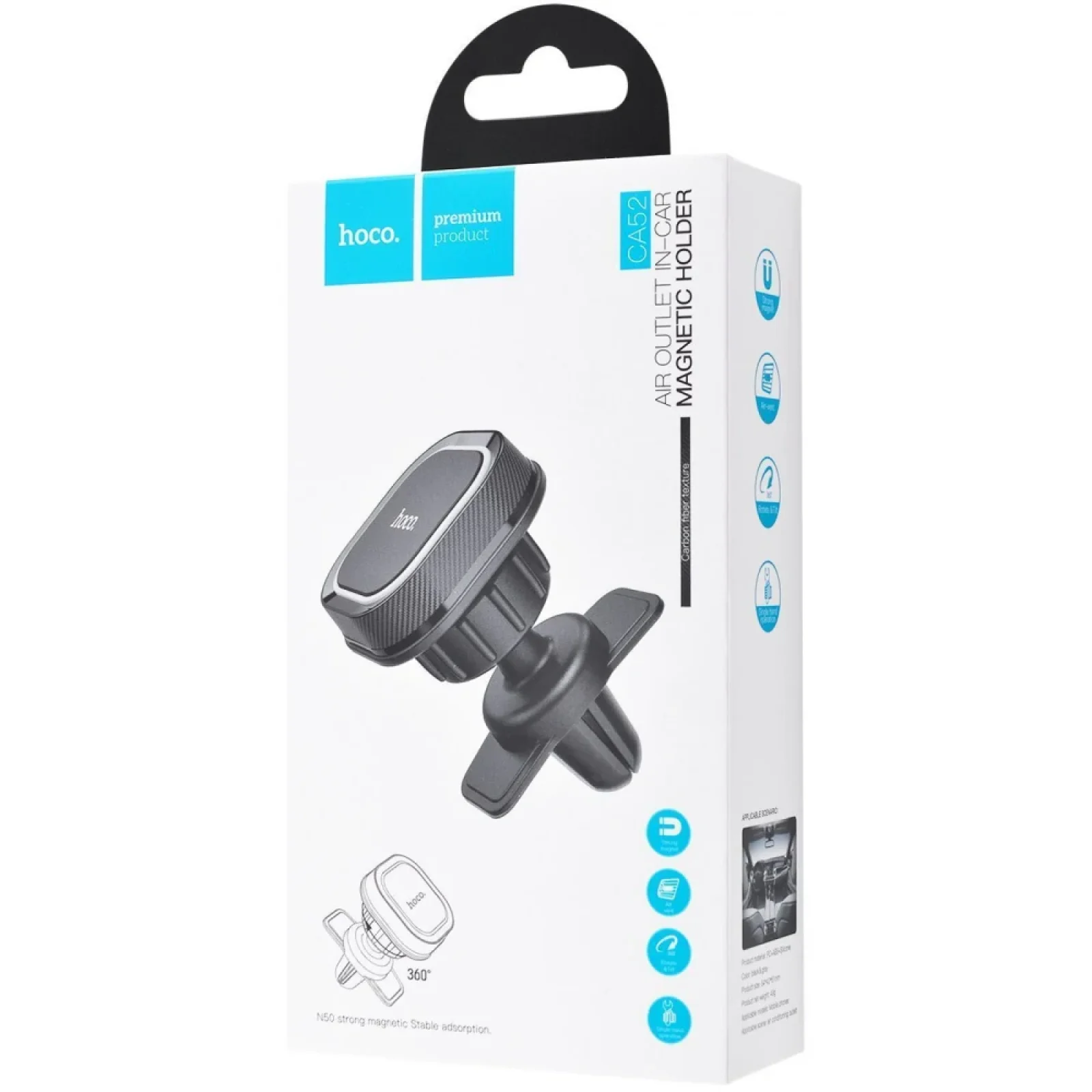 Автодержатель Hoco CA52 Intelligent Air Outlet Black/Gray, 23793