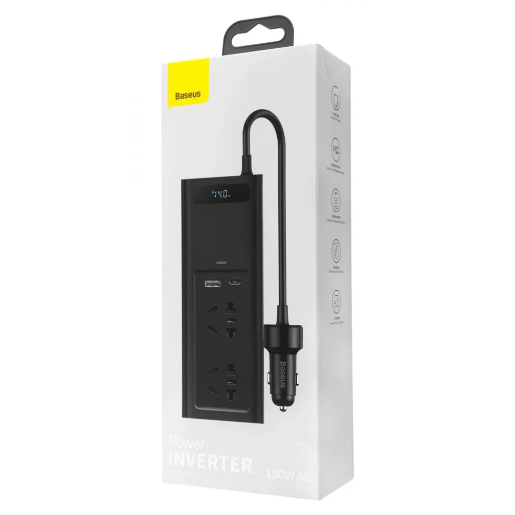 Автомобільний інвертор Baseus In-car Inverter 150W (220V CN/EU) Black, CRNBQ-A01