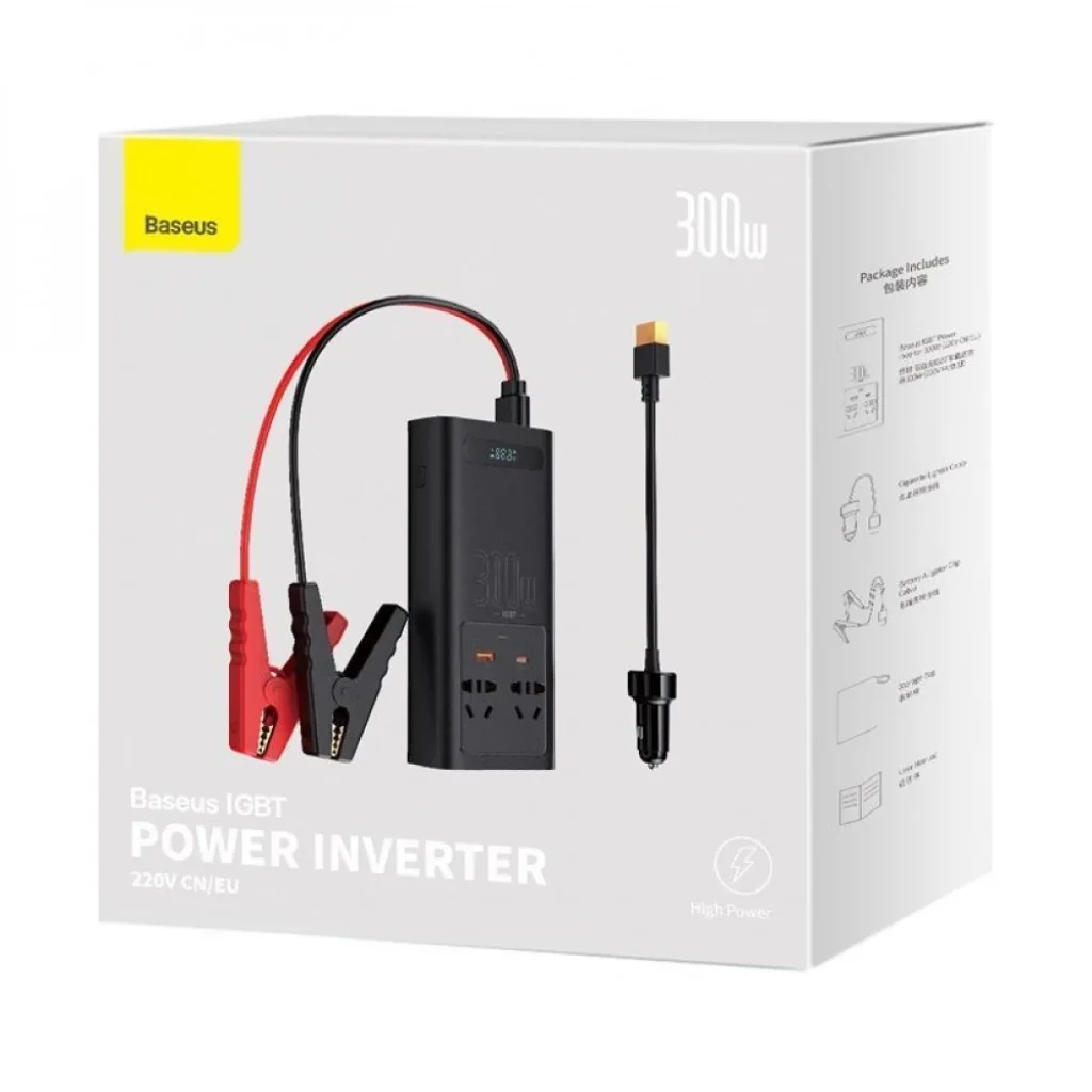 Автомобільний інвертор Baseus In-car Inverter 300W (220V CN/EU) Black, CGNB010101