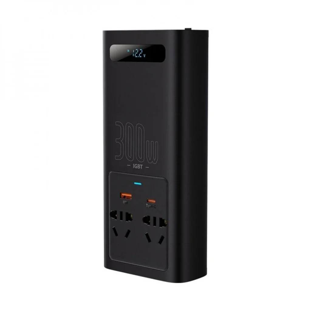 Автомобільний інвертор Baseus In-car Inverter 300W (220V CN/EU) Black, CGNB010101