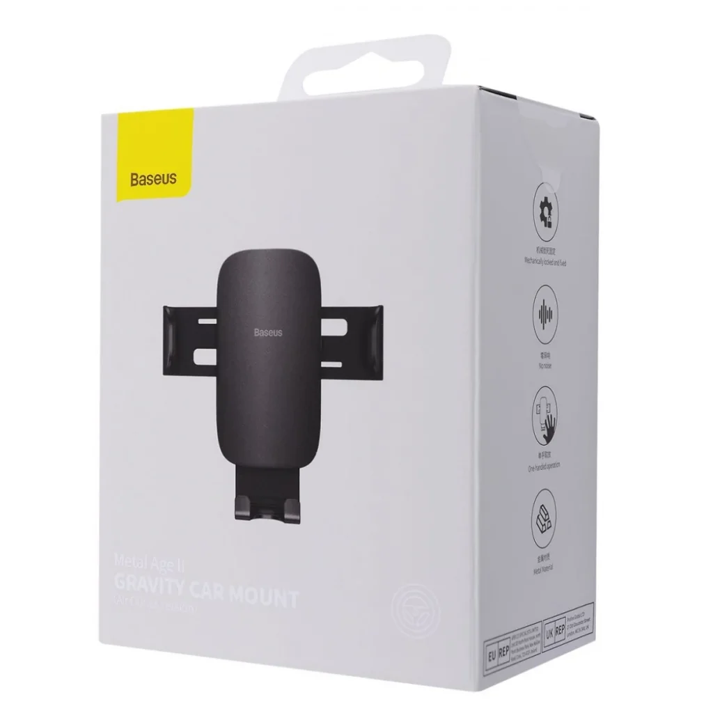 Тримач в машину Baseus Metal Age 2 Gravity Air Outlet Car Mount Dark Gray, SUJS000013