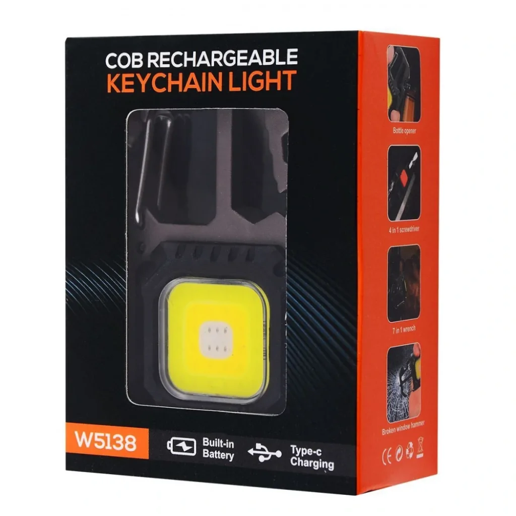 Акумуляторний LED ліхтарик W5138 з Type-C (7 режимів, карабін, викрутки)