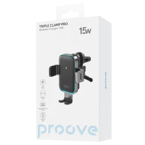 Тримач в машину з бездротовим ЗП Proove Triple Clamp Pro 15W Metal Gray WHTP15010001