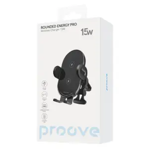 Автодержатель с беспроводной зарядкой Proove Rounded Energy Pro 15W Black WHRP15010001