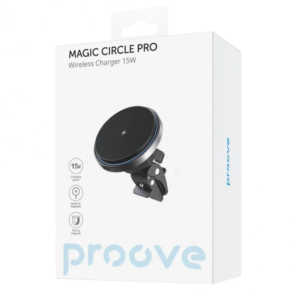 Тримач в машину з бездротовим ЗП Proove Magic Circle Pro 15W Black WHMP15010001