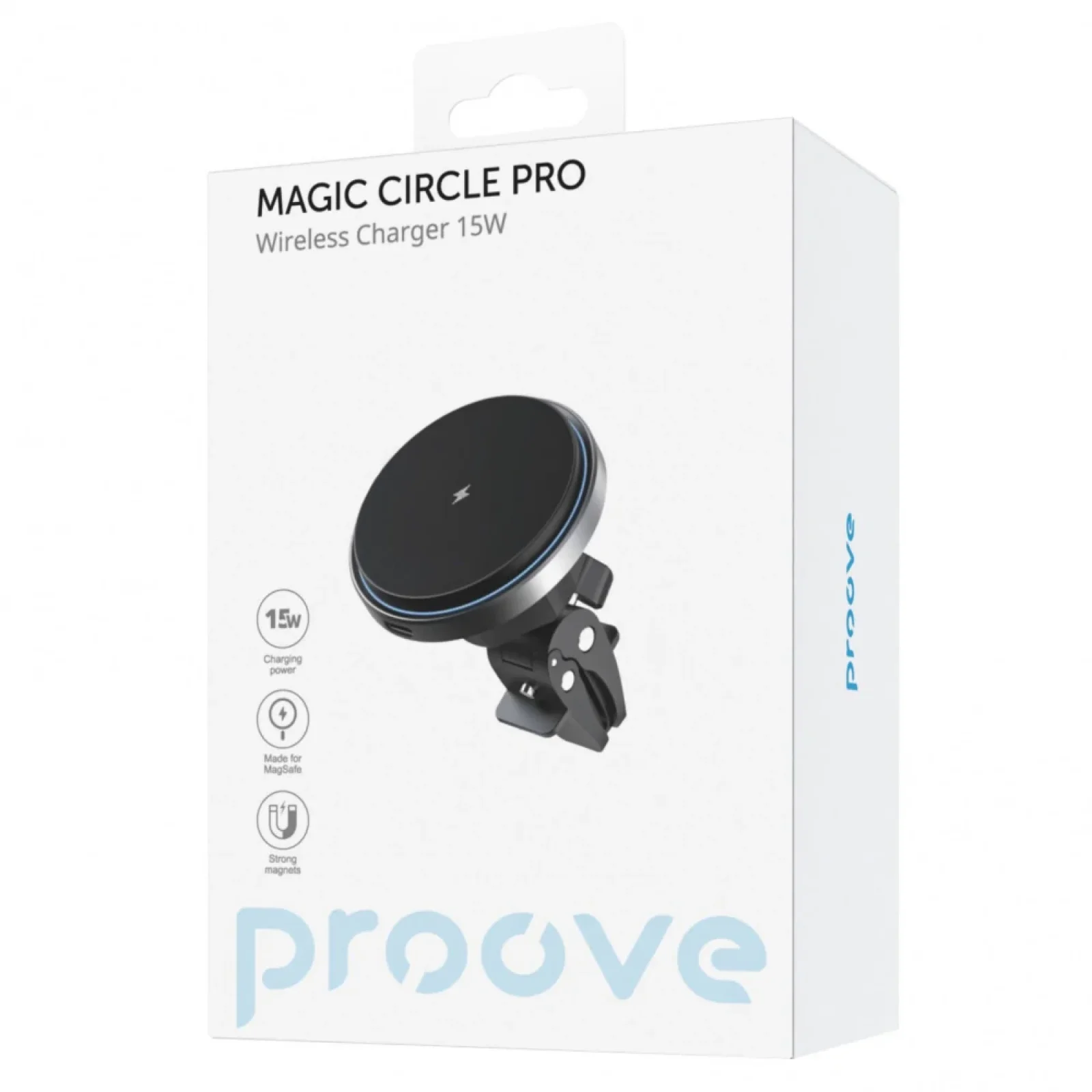 Автодержатель с беспроводной зарядкой Proove Magic Circle Pro 15W Black WHMP15010001